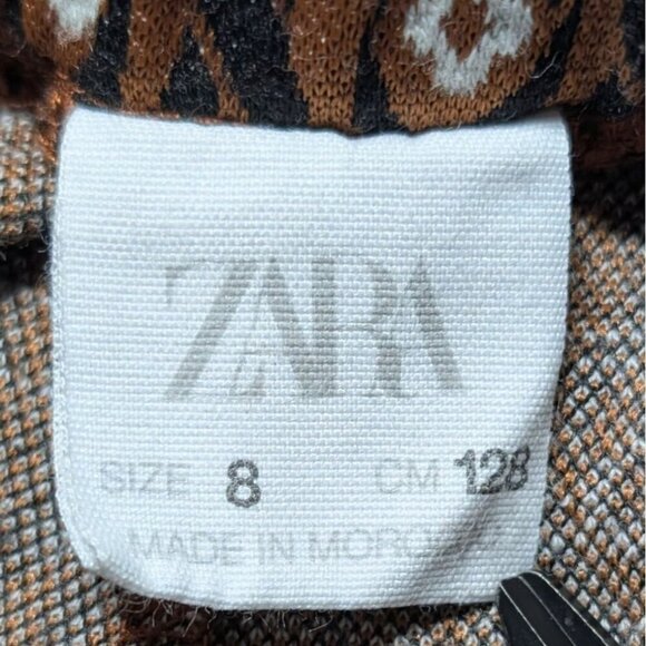 Zara Patterned Skort Girls Size 8 Brown Geometric Skirt Shorts - Picture 3 of 5